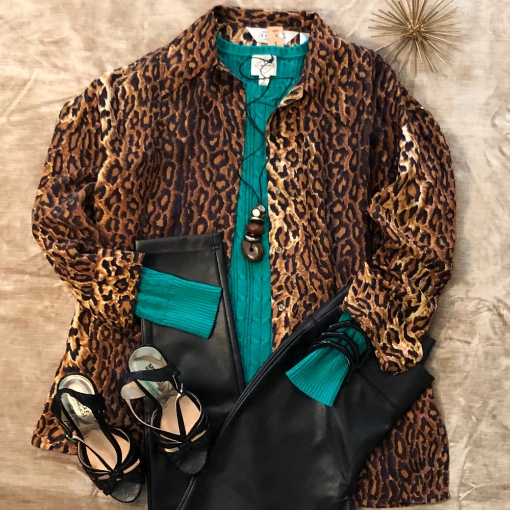 Express Campaign International Silk Leopard Blouse